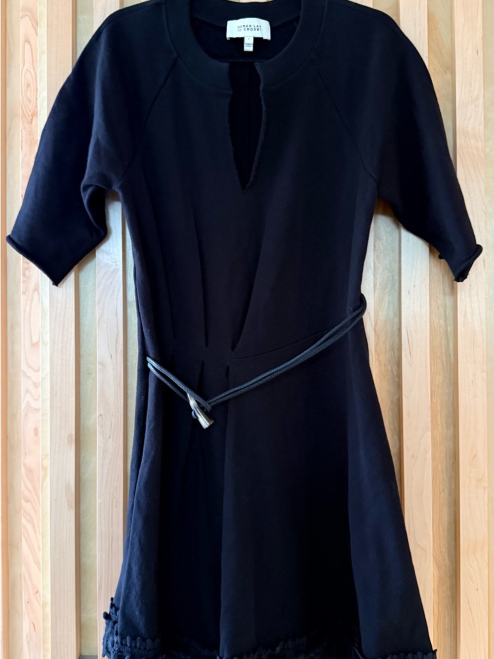 10 Crosby Derek Lam Black Short-Sleeve Fit & Flare Mini Dress